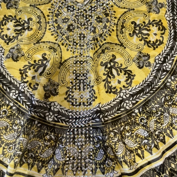 Y2K International Concepts Yellow & Black Bling Top boho hippie eclectic 70s 90s - Picture 7 of 10